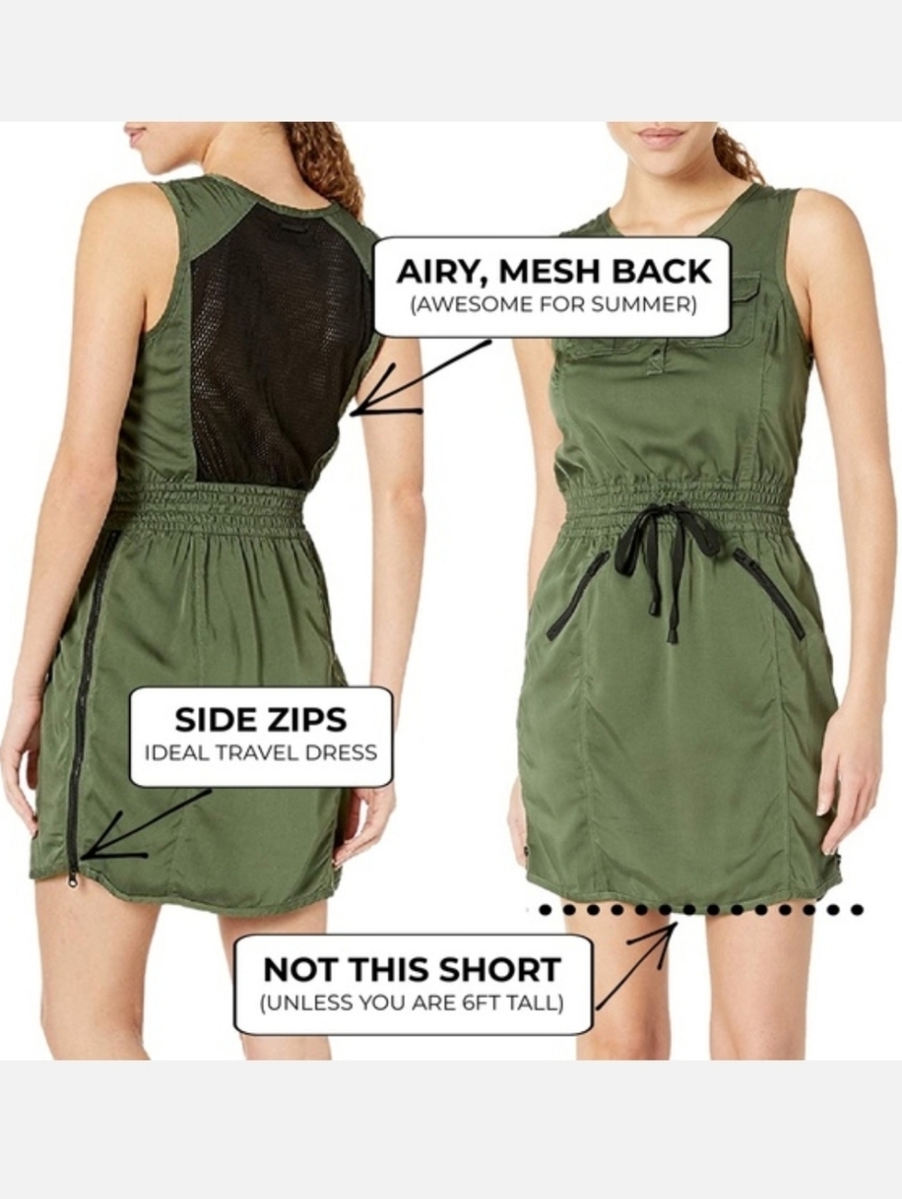 Army Green Utility Cargo Dress Size L - Blanc Noir Cargo Dress